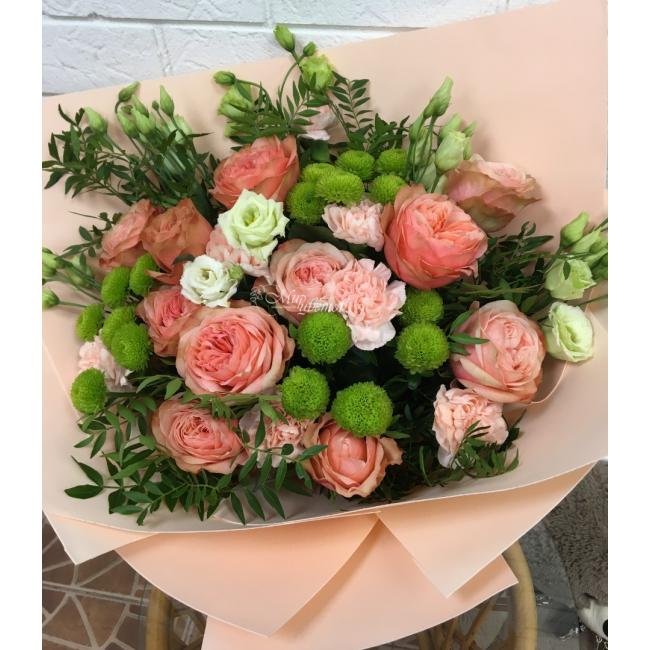 Сборный букет «Пудровое очарование»