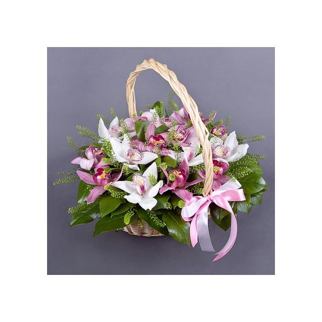 Композиция в корзине «Буйство орхидей»